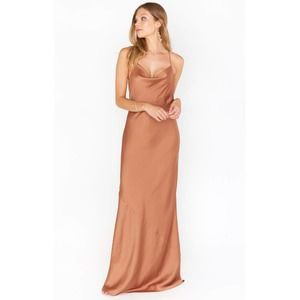 Show Me Your Mumu Women's Tuscany Maxi Slip Dress Copper Luxe Satin Size XS $100